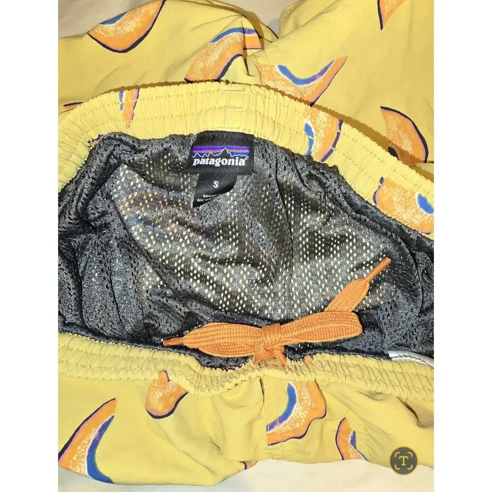 Patagonia Surfboard Yellow Melons Baggies Activewear Shorts Men's Size Small